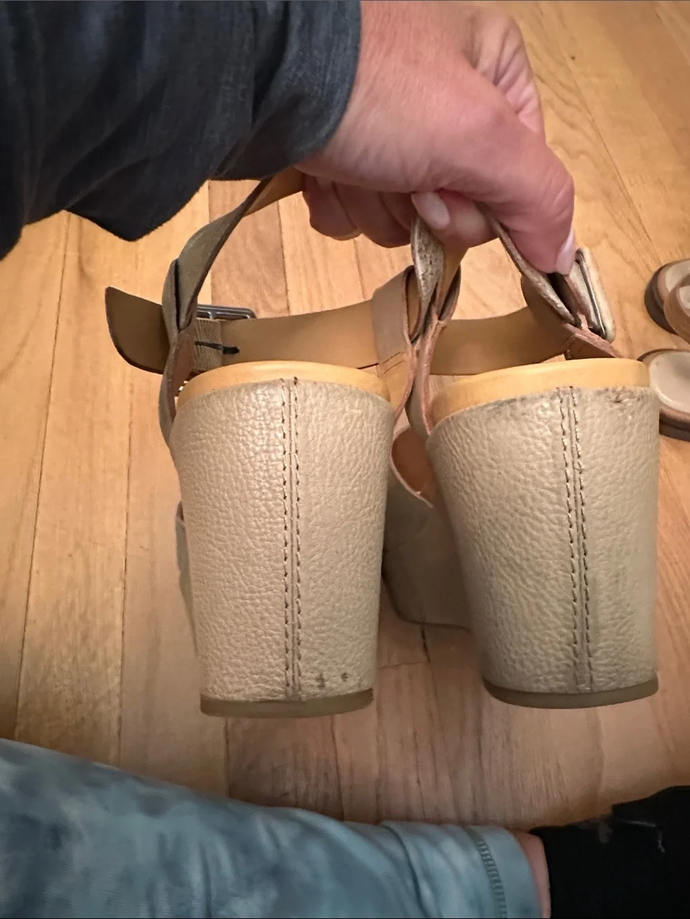 Kork-Ease Metallic Gold Open-Toe Ankle Strap wedge Sandals